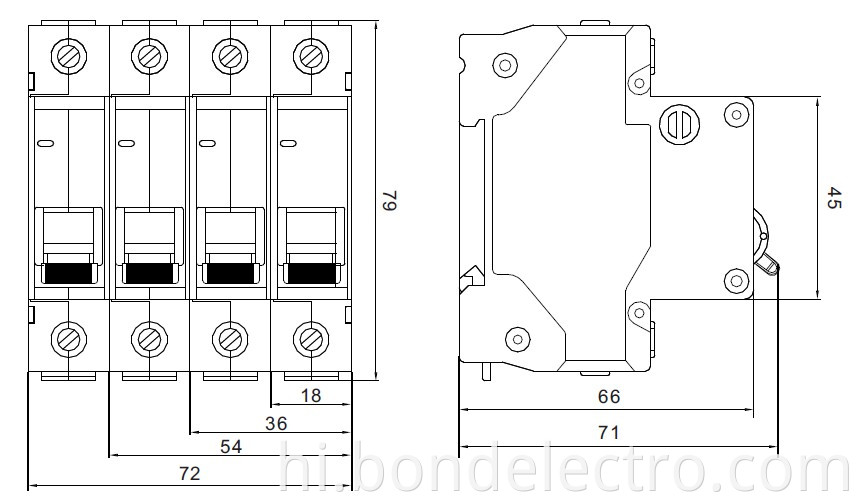 DZ47-63S Mini Circuit Breaker Dimension